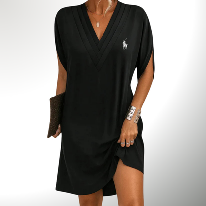 Vestito con scollo a V in cotone