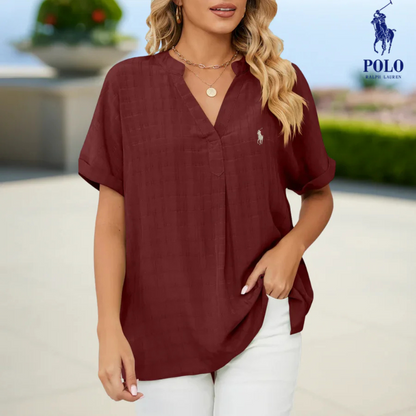 Blusa con scollo a V in cotone