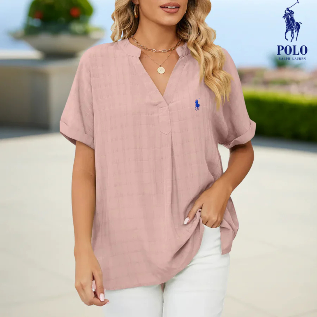 Blusa con scollo a V in cotone