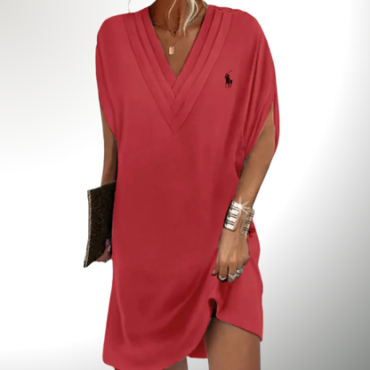 Vestito con scollo a V in cotone