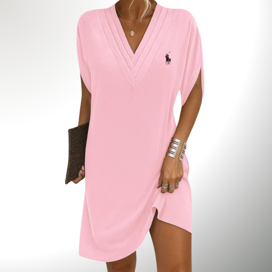 Vestito con scollo a V in cotone