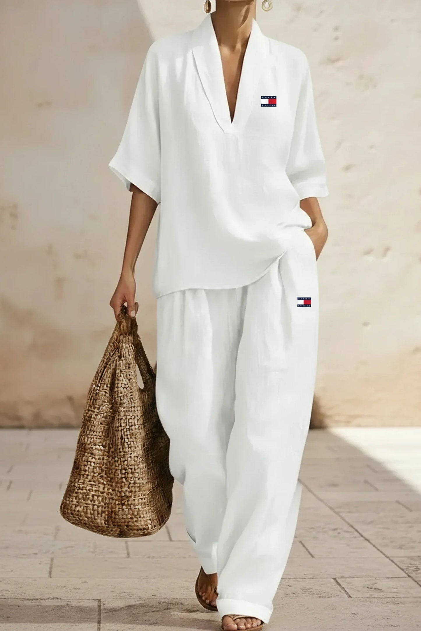 Coordinato Tommy Hilfiger in lino e cotone - Maglia + Pantalone IN OMAGGIO